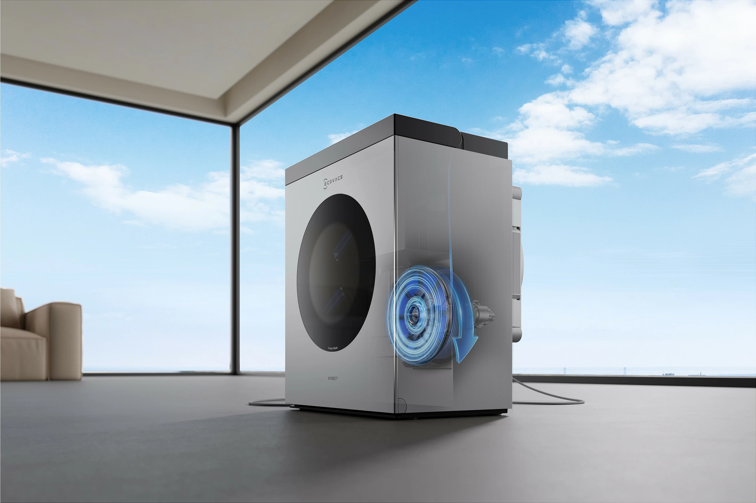 Robot pastrues dritaresh ECOVACS WINBOT W3 OMNI, 8000 Pa, 95 W, argjend/bardhë