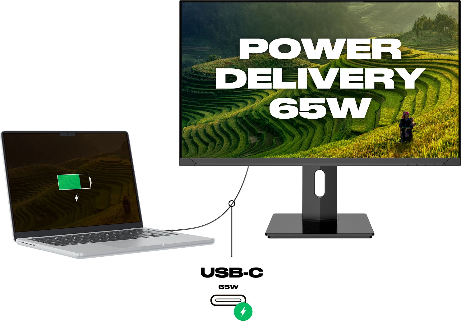 Monitor JAPANNEXT JN-IPS2380UHDR-C65W-HSP 23.8", 4K UHD, HDR10, USB-C Power Delivery, FreeSync, i zi