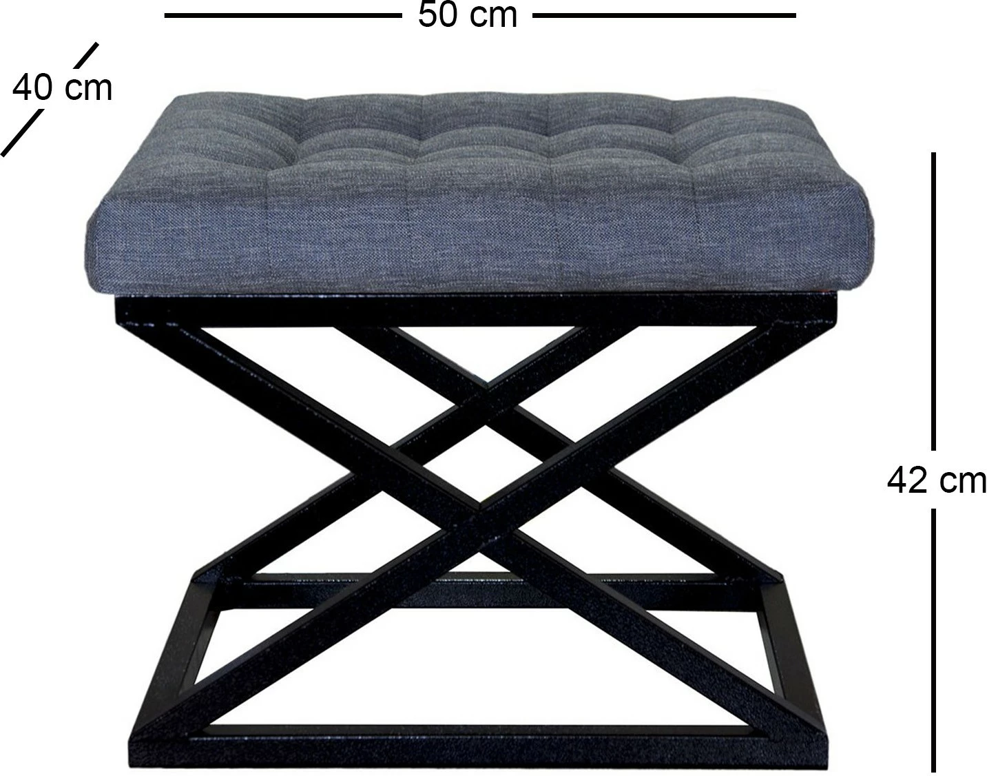 Puf Atelier del Sofa, këmbëza kryq, ngjyrë e zezë, blu