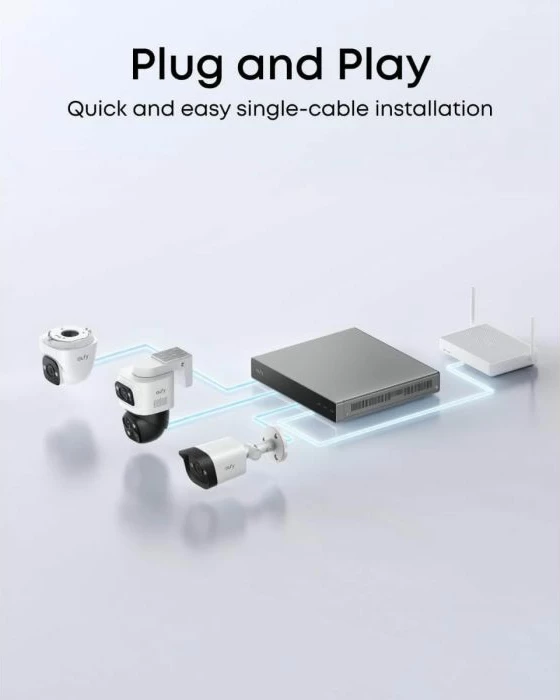 Kamerë sigurie PoE Eufy Security E41, 4K UHD, 122°, IP65, e bardhë, kamerë shtesë