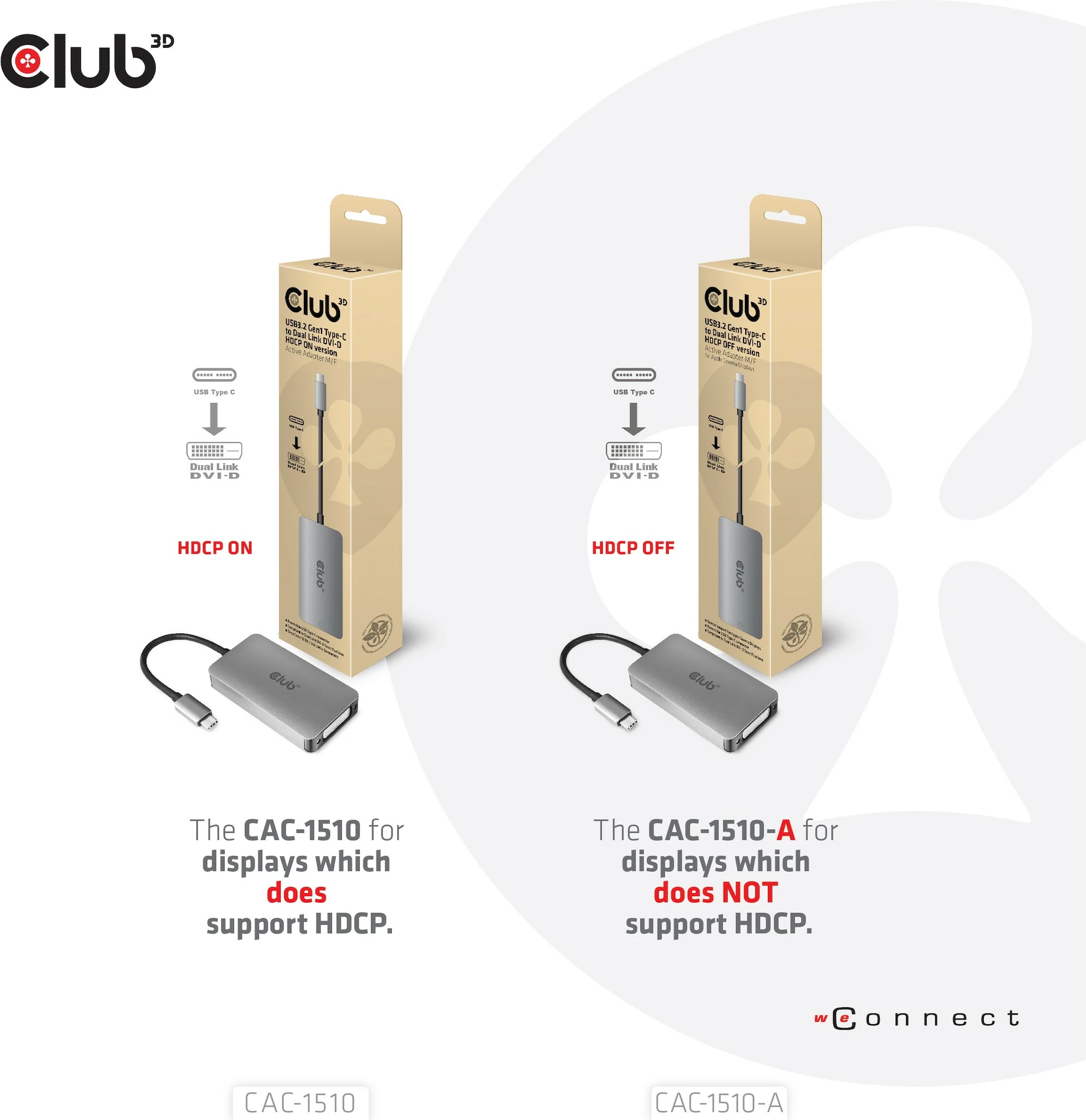 Adapter Club3D USB Type-C në DVI-D, Dual Link, 0.25m, gri