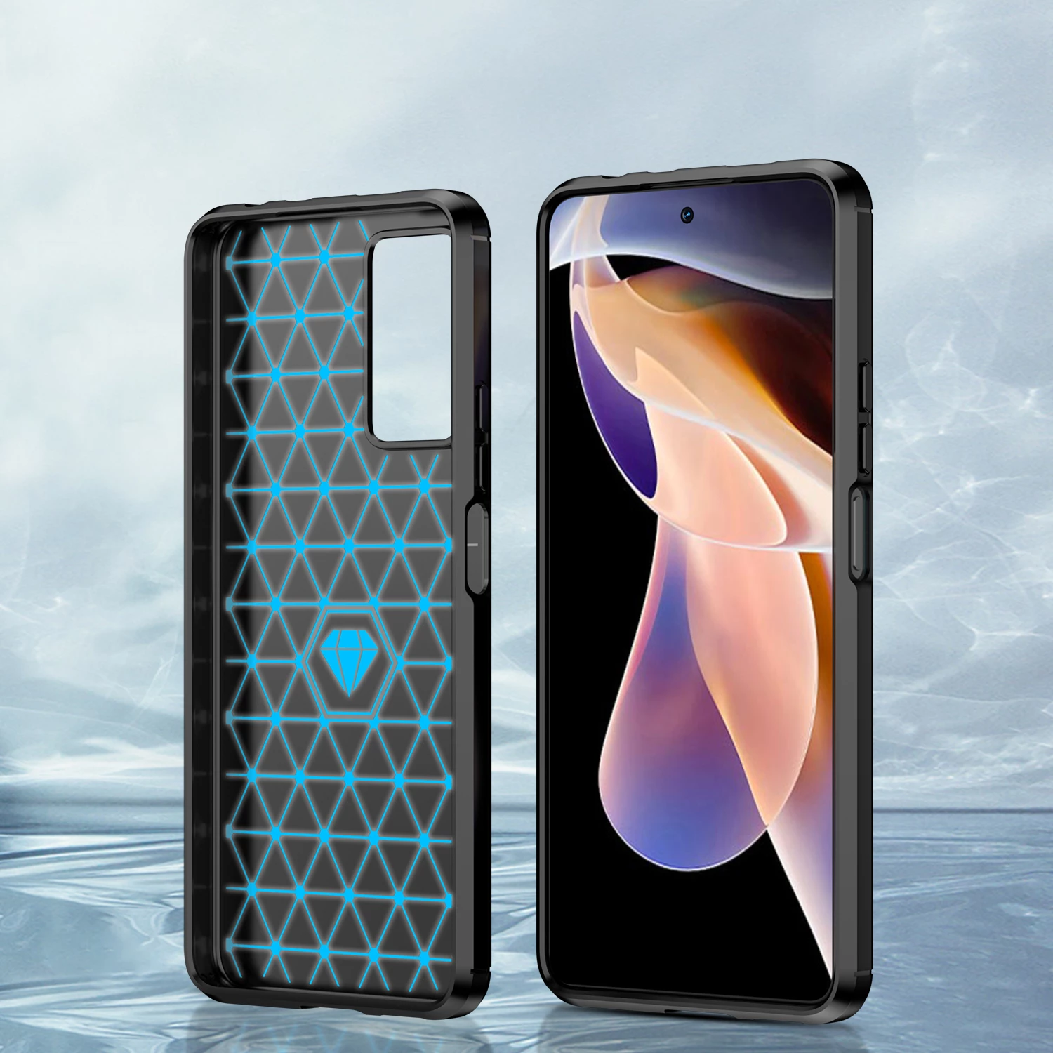 Mbështjellës Hurtel Carbon Case për Xiaomi Redmi Note 11 Pro+ 5G / 11 Pro 5G / Mi 11i HyperCharge / Poco X4 NFC, i zi