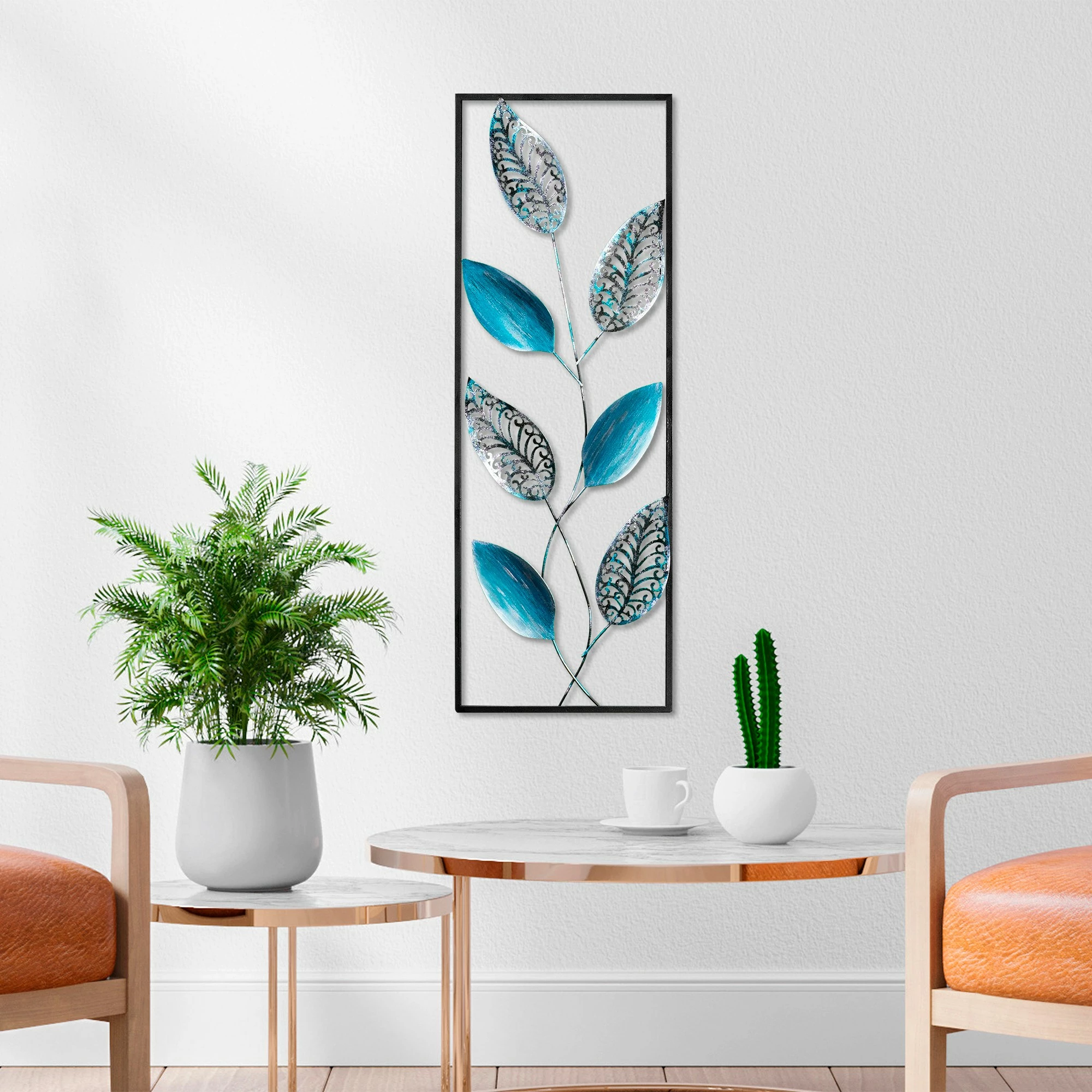 Aksesor dekorativ metalik për mur, gjethe, Wallity, shumëngjyrësh, 32x90cm