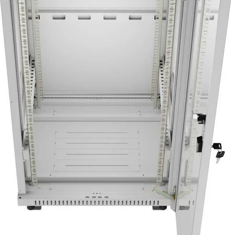 Shafë rack LANBERG 19" 42U 600x600, derë xhami, LCD V2, gri