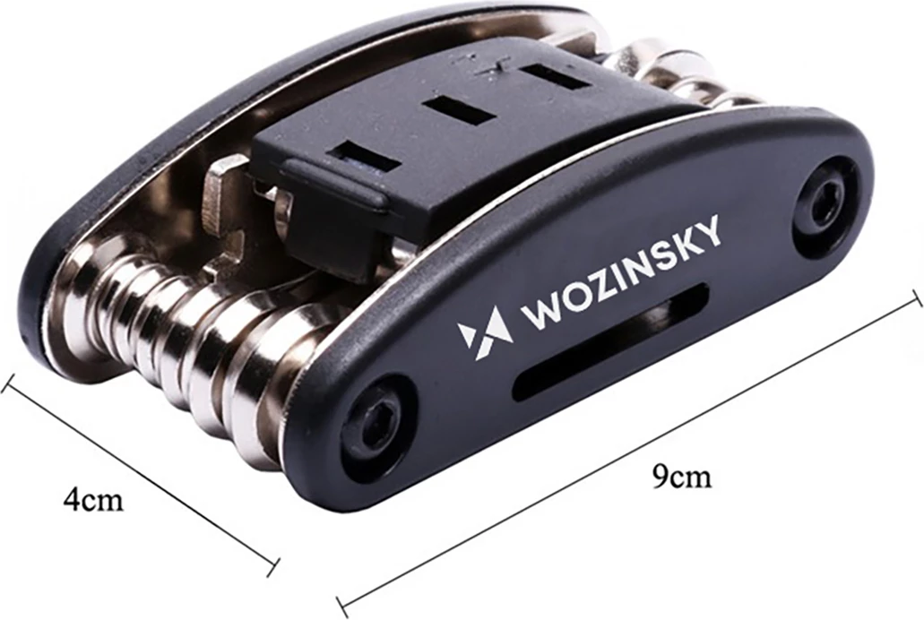 set mjetesh multifunksional për riparim biçiklete Wozinsky WWZ-01N 16-në-1, çelik karbonik i galvanizum, 205 g, 9 x 4.4 cm, zi