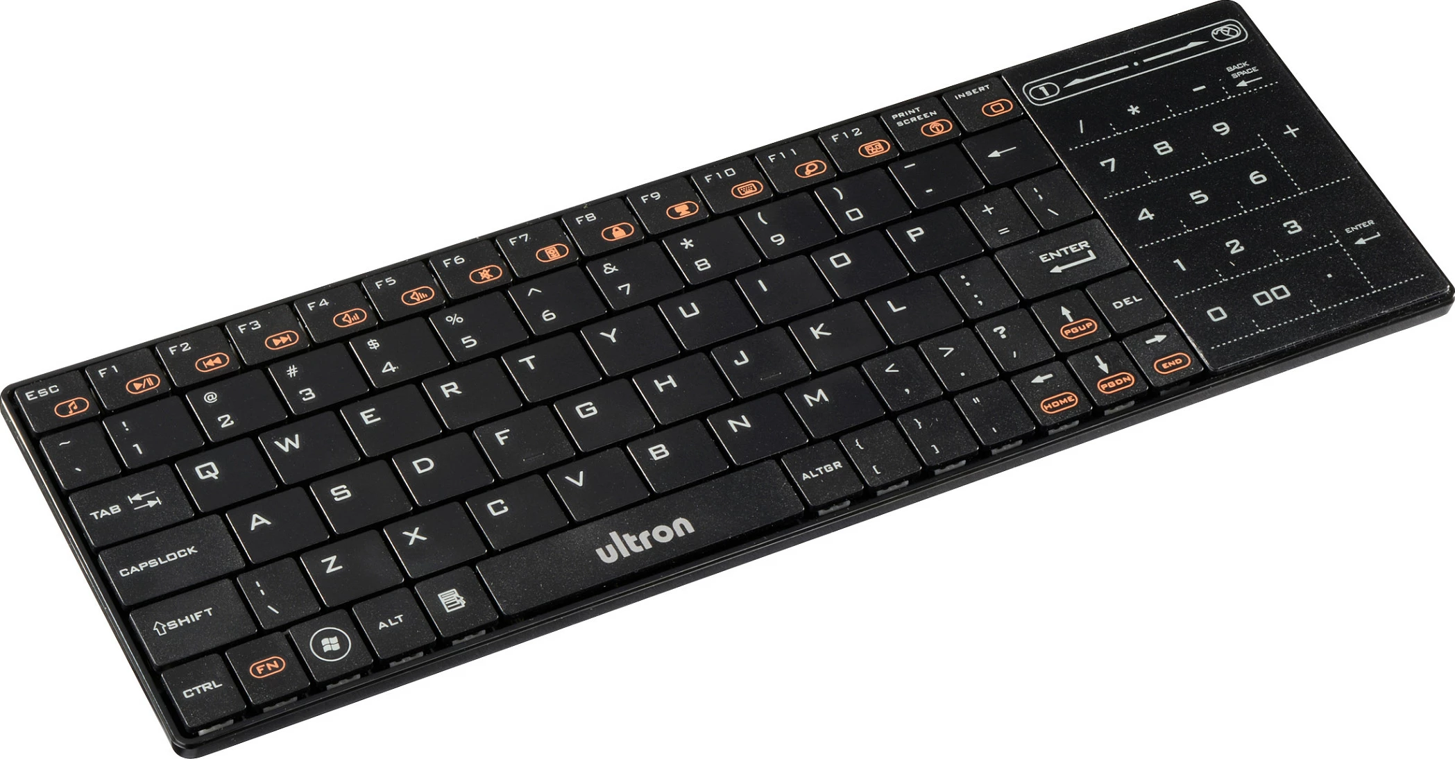 Tastierë Ultron UMT-BT, Bluetooth, QWERTZ (DE), full-size me numpad dhe touchpad, e zezë