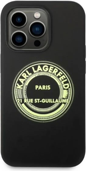 Mbështjellës Karl Lagerfeld Silicone RSG për iPhone 14 Pro, i zi