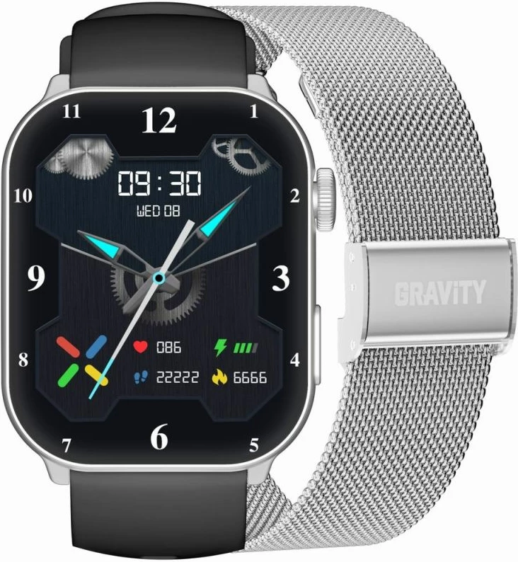 Smartwatch për femra Gravity, zi/argjendtë