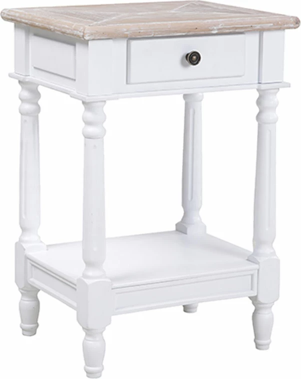 Komodinë anës krevati History, e bardhë-natyrale, 46x37x67