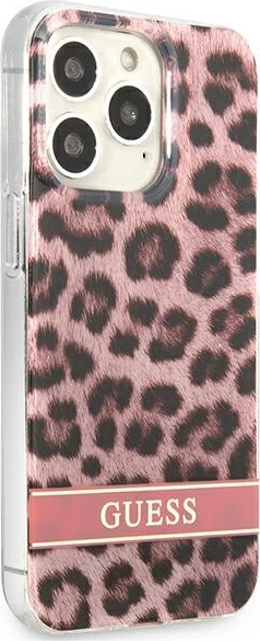 Mbështjellës Guess GUHCP13LHSLEOP për iPhone 13/13 Pro 6.1", hardcase, rozë Leopard