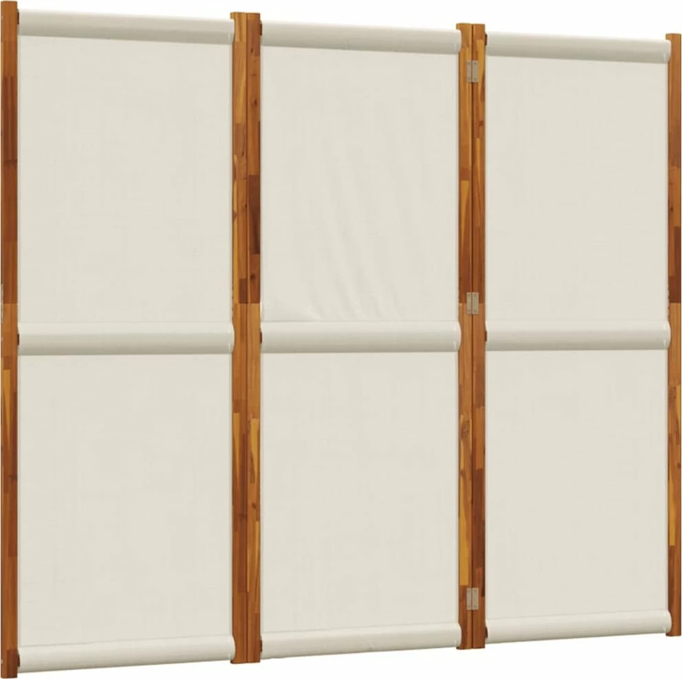 Paravan palosës vidaXL 3 panele 210x180 cm, dru akacie + tekstilene, gri e çelët