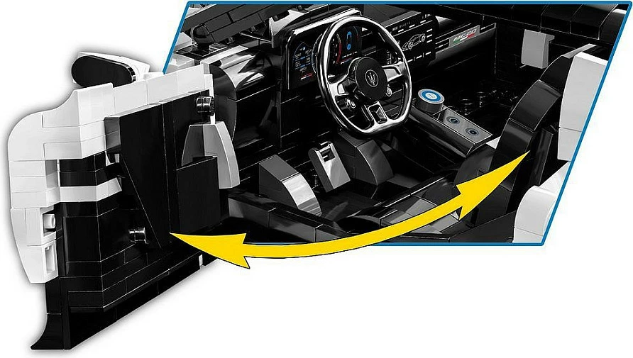 Blloqe ndërtimi Cobi Maserati MC20, 2269 copë, shkallë 1:12, bardhë/zi