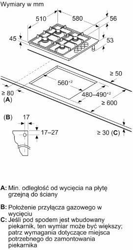 Sobë gazi Bosch PBP6B5K80, 4 zona, inoks, gri