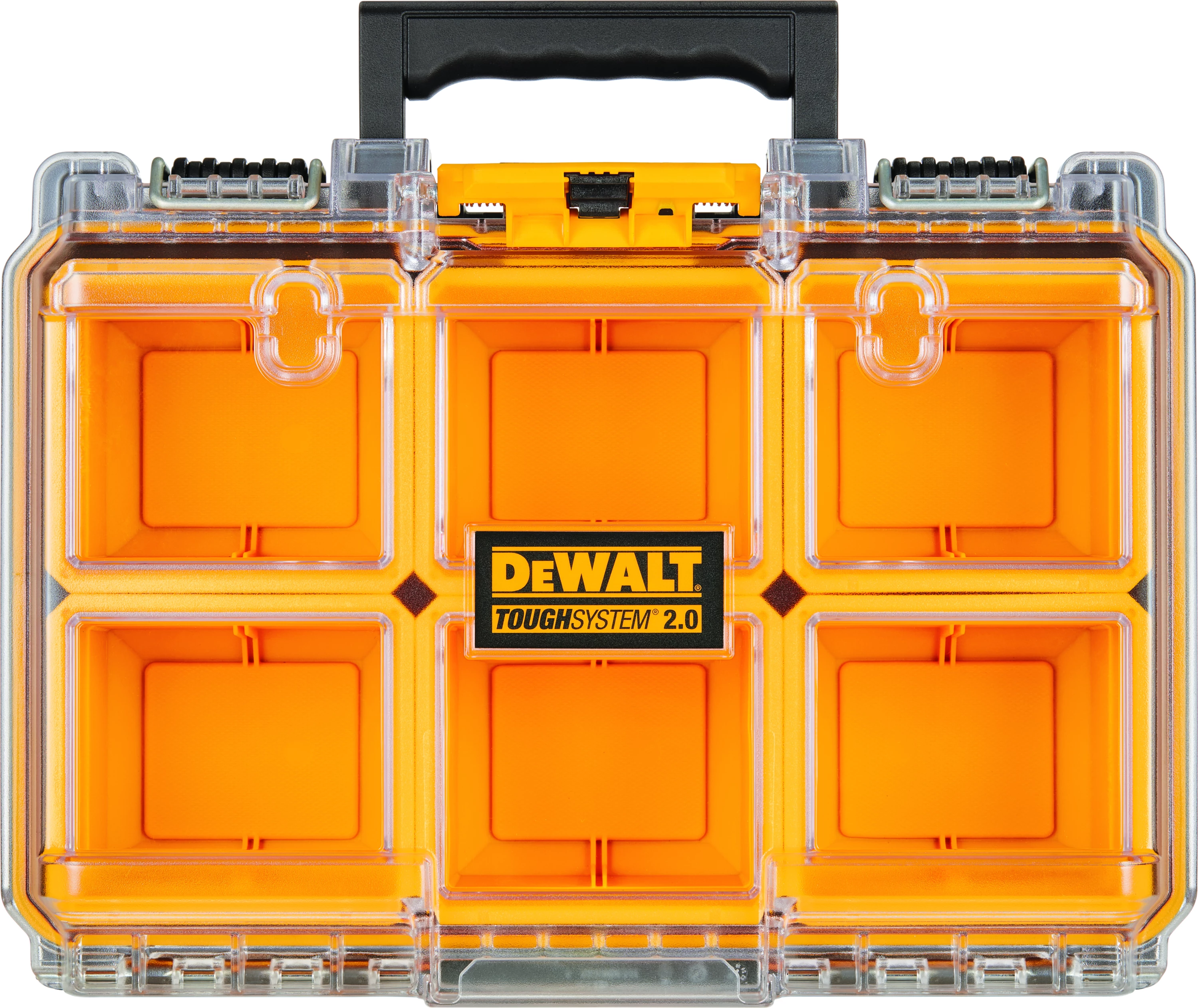 Organizator i thellë veglash Dewalt ToughSystem 2.0 DWST83392-1, IP65, 370 x 130 mm, 6 kupa të heqshme, e verdhë/zezë