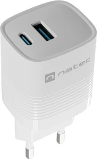 Karikues Natec Ribera GaN 30W, USB-A dhe USB-C, i bardhë