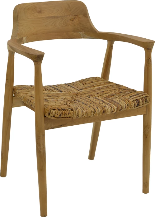 Karrige me krahë Denverone dru teak natyral-litar banane 57x54x79cm