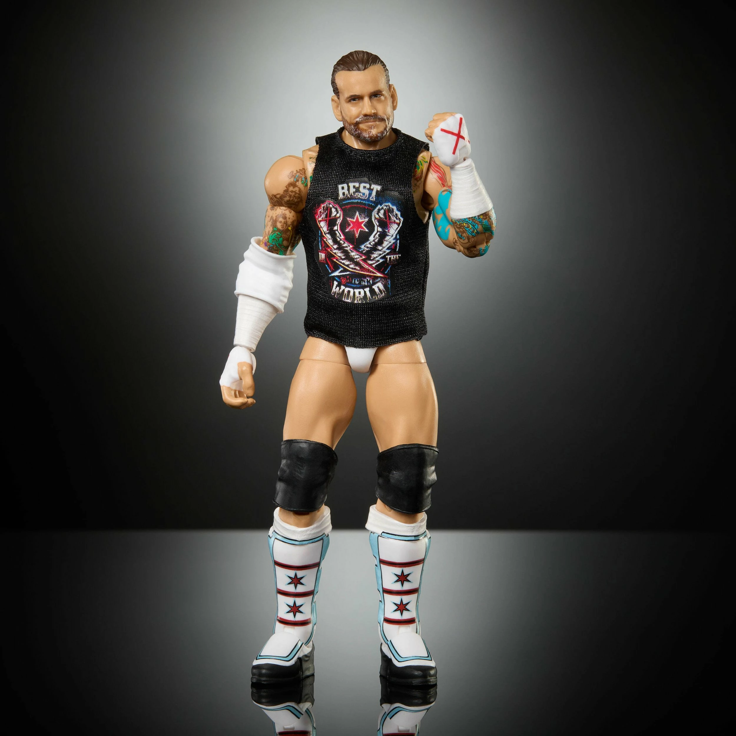 Figurinë koleksionuese Mattel WWE Elite CM Punk JHT46 15 cm, set me duar ndërruese dhe aksesorë