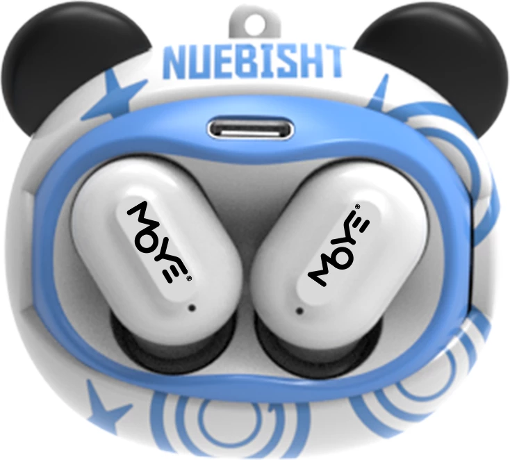 Kufje Moye Flip Face True Wireless Bibo Baby, Bluetooth 5.4, kasë karikimi 200 mAh, USB-C, blu/bardhë