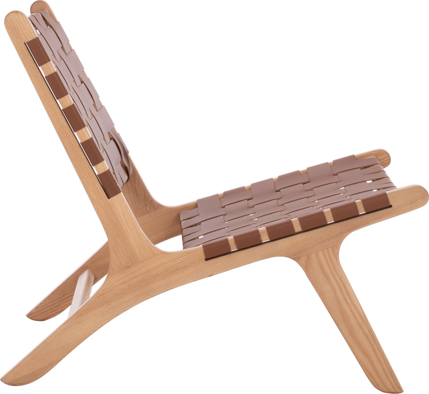 Karrige lounge prej druri, lëkurë PU e thurur, kafe, FH9326.01, 68x79x69cm