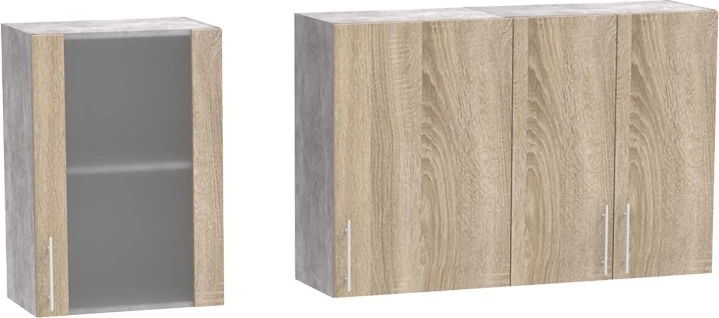 Njësi kuzhine Festa IV melamine, sonoma dhe sipërfaqe pune ngjyrë gri e lehtë, 160x60x85cm