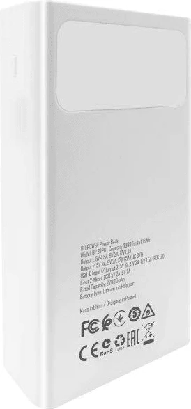 Powerbank Beepower BP-30PD QC 30000 mAh 22.5W 2x USB, 1x Type-C, i bardhë