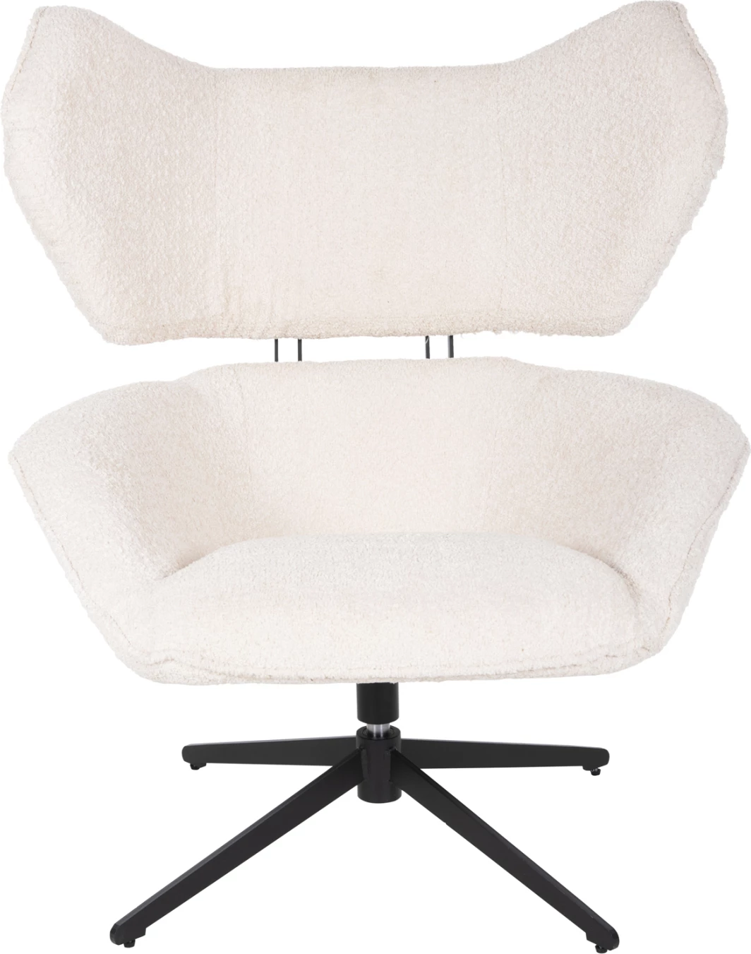 Karrige rrotulluese BRYLL FH9597.06, ngjyrë ecru boucle, bazë metalike e zezë, 86x90x97H cm