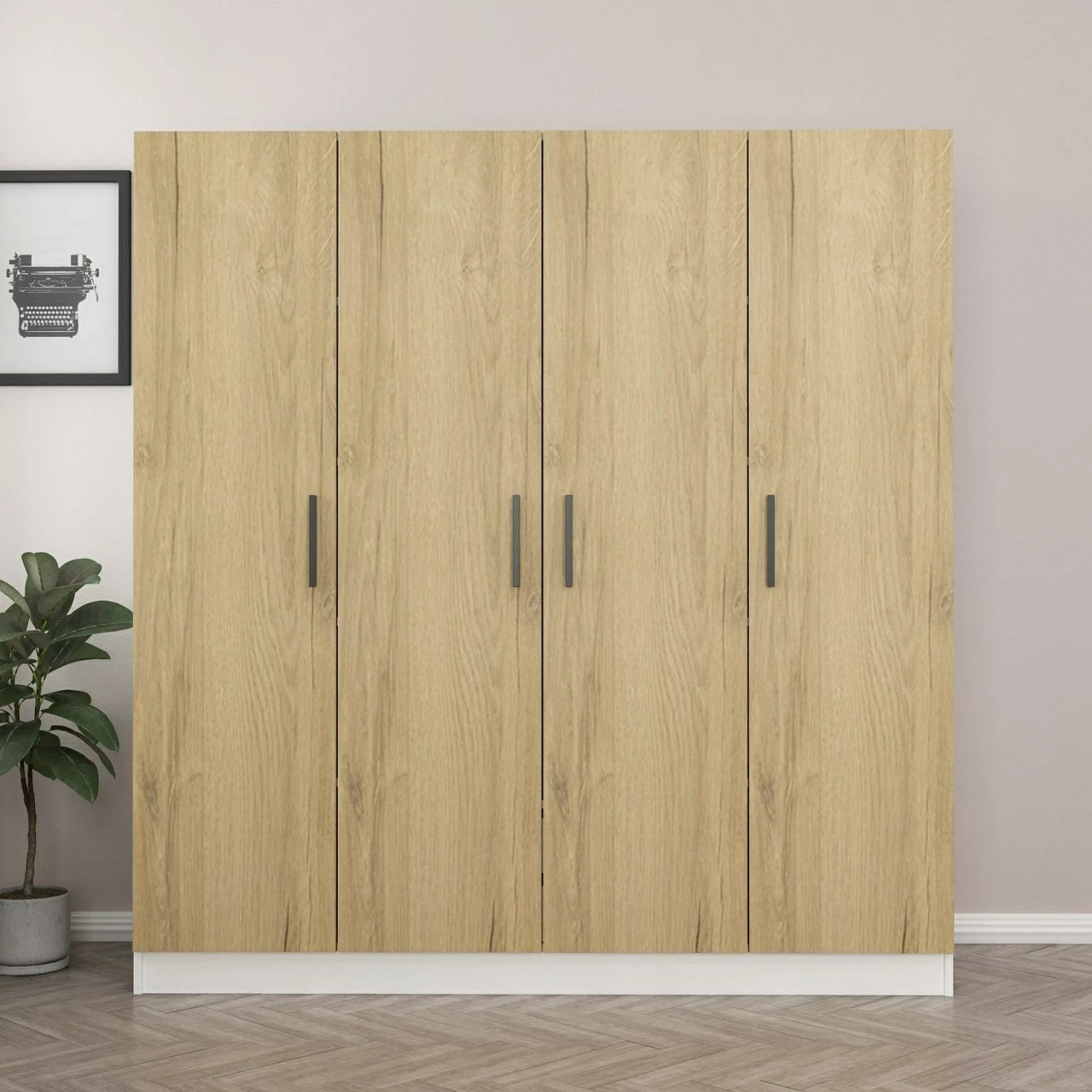 Dollap Skye Decor, ngjyrë arre dhe e bardhë, 180x190x52cm