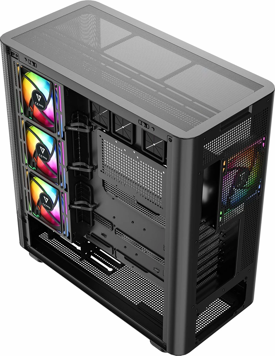 Kasë Modecom Volcano AQ500 ARGB Midi Tower (MC-A-AQ500-4FA-B), 4x120mm ARGB, USB-C, e zezë