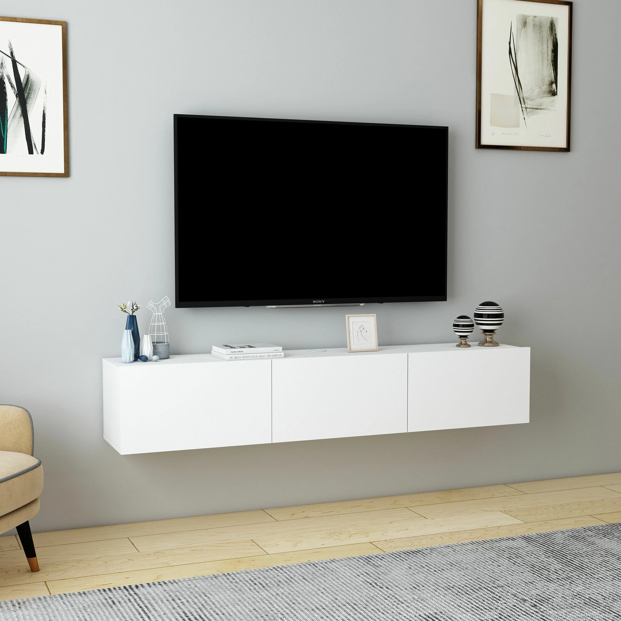 Komodë TV Skye Decor, Denby, e bardhë