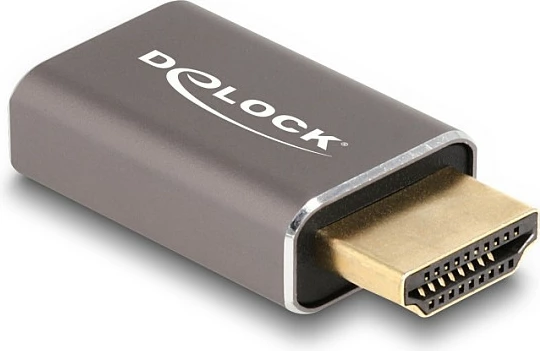 Adapter HDMI DeLOCK, mashkull në femër, 8K 60Hz, metalik, i hirtë