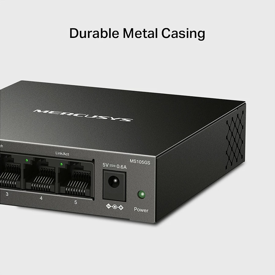 Switch Mercusys MS105GS, 5-Port Gigabit, Unmanaged, metal, i zi