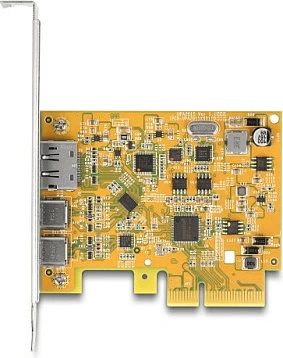 Kartë zgjerimi PCIe x4 DeLOCK, 2x USB-C 10Gbps, 1x USB-C me DP Alt Mode, PCIe 3.0, Metalike/Verdhë