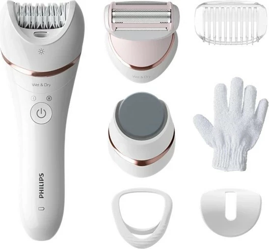 Epilator Philips BRE730/10, seria 8000, bardhë-rozë