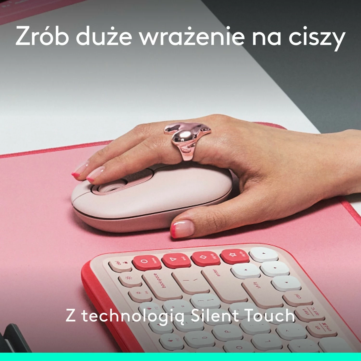 Maus Logitech POP ICON, pa tela, rozë