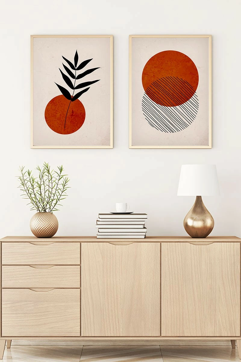 Pikturë dekorative me kornizë, 2 copë, MDF, Wallity, Huhu189, 50x35cm