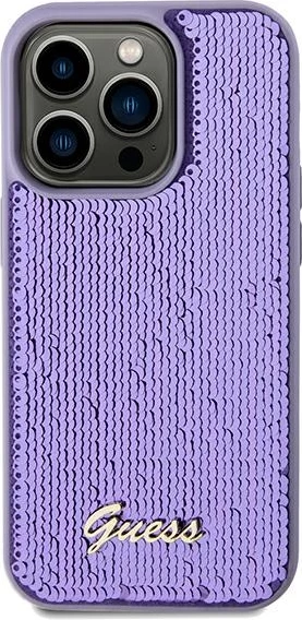 Mbështjellës Guess Sequin Script Metal për iPhone 13 Pro Max, vjollcë