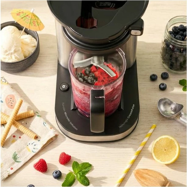 Aparat për akullore UFESA Gelatella 500 W 1.4 L, 2x700 ml tasa Tritan, inox/argjendtë
