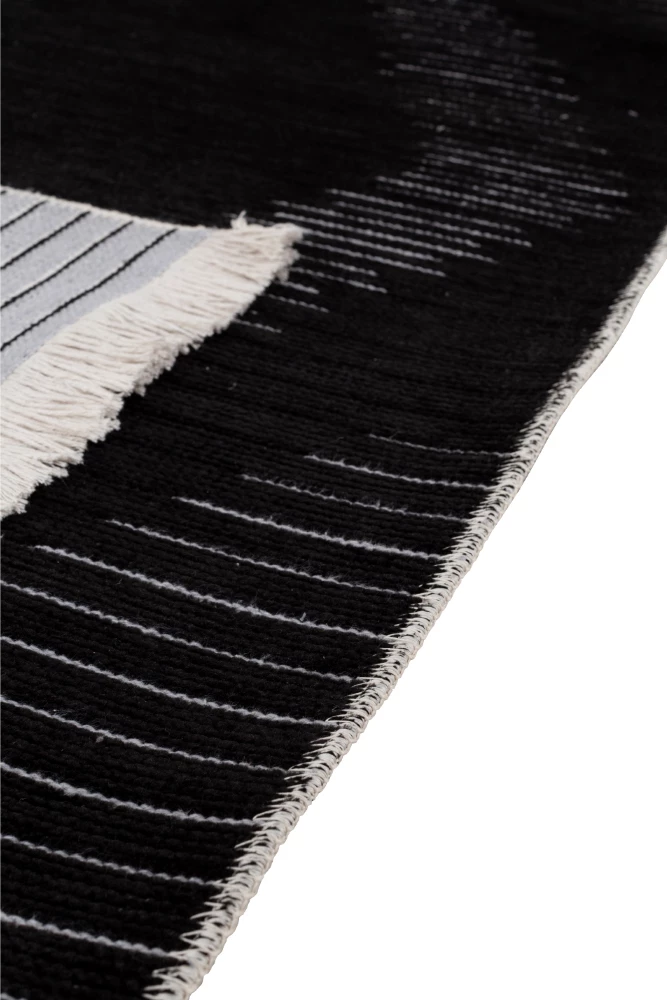 Qilim korridori Sight, 80x170, material tekstili, ngjyrë e zezë-gri