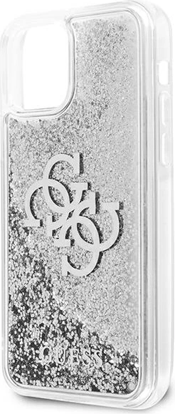 Mbështjellës Guess GUHCP12LLG4GSI për iPhone 12 Pro Max 6.7", 4G Big Liquid Glitter, argjend