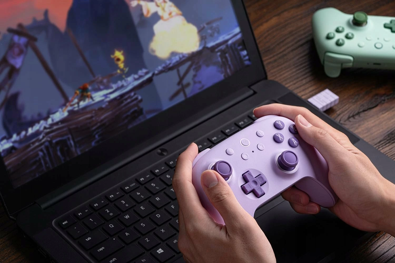 Gamepad 8BitDo Ultimate 2C Wireless për PC/Android, Hall Effect, 14 butona, 2.4GHz + USB-C, Vjollcë, set me dongle + kabllo