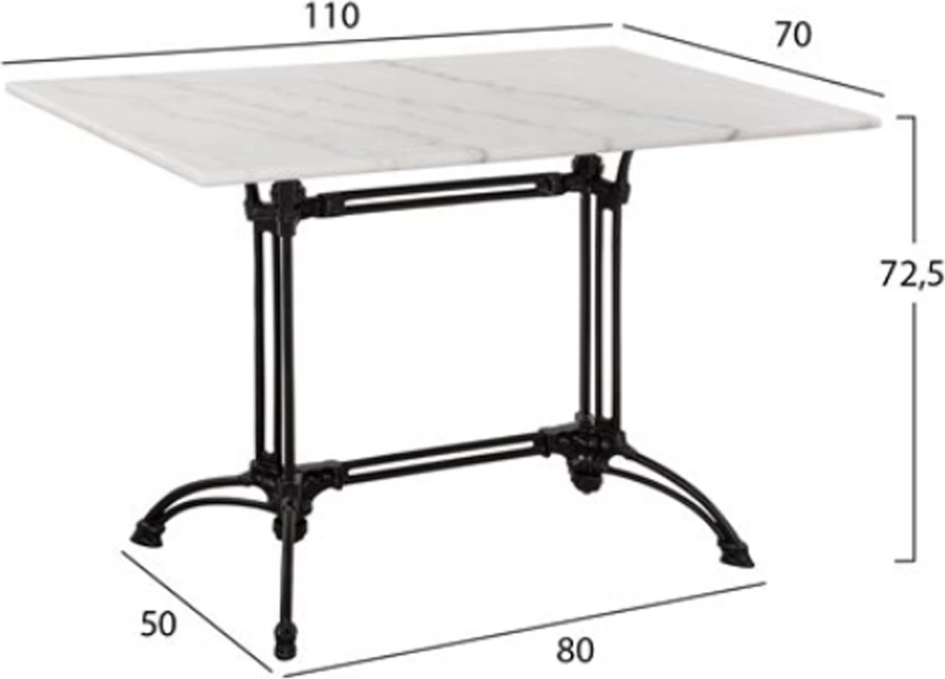 Set kopshti tavolinë & karrige FH11717, 5 pjesë, mermer/të zeza