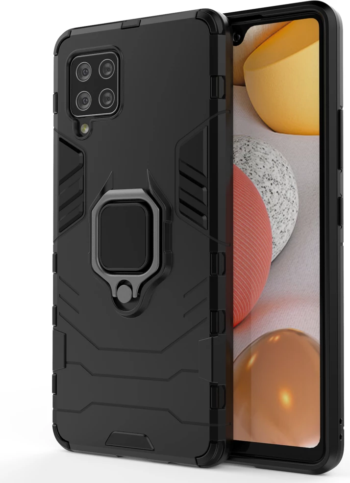 Mbështjellës Hurtel Ring Armor për Samsung Galaxy A42 5G, me mbajtëse unaze, i zi