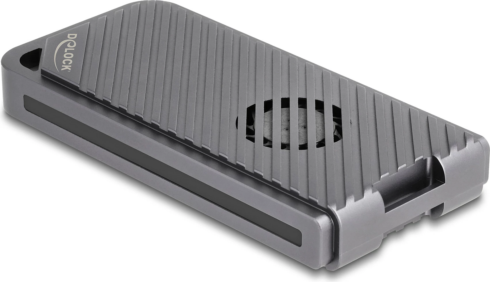 Kasë për SSD M.2 NVMe DeLOCK, USB4/Thunderbolt 40Gbps, me LED & ventilator, gri