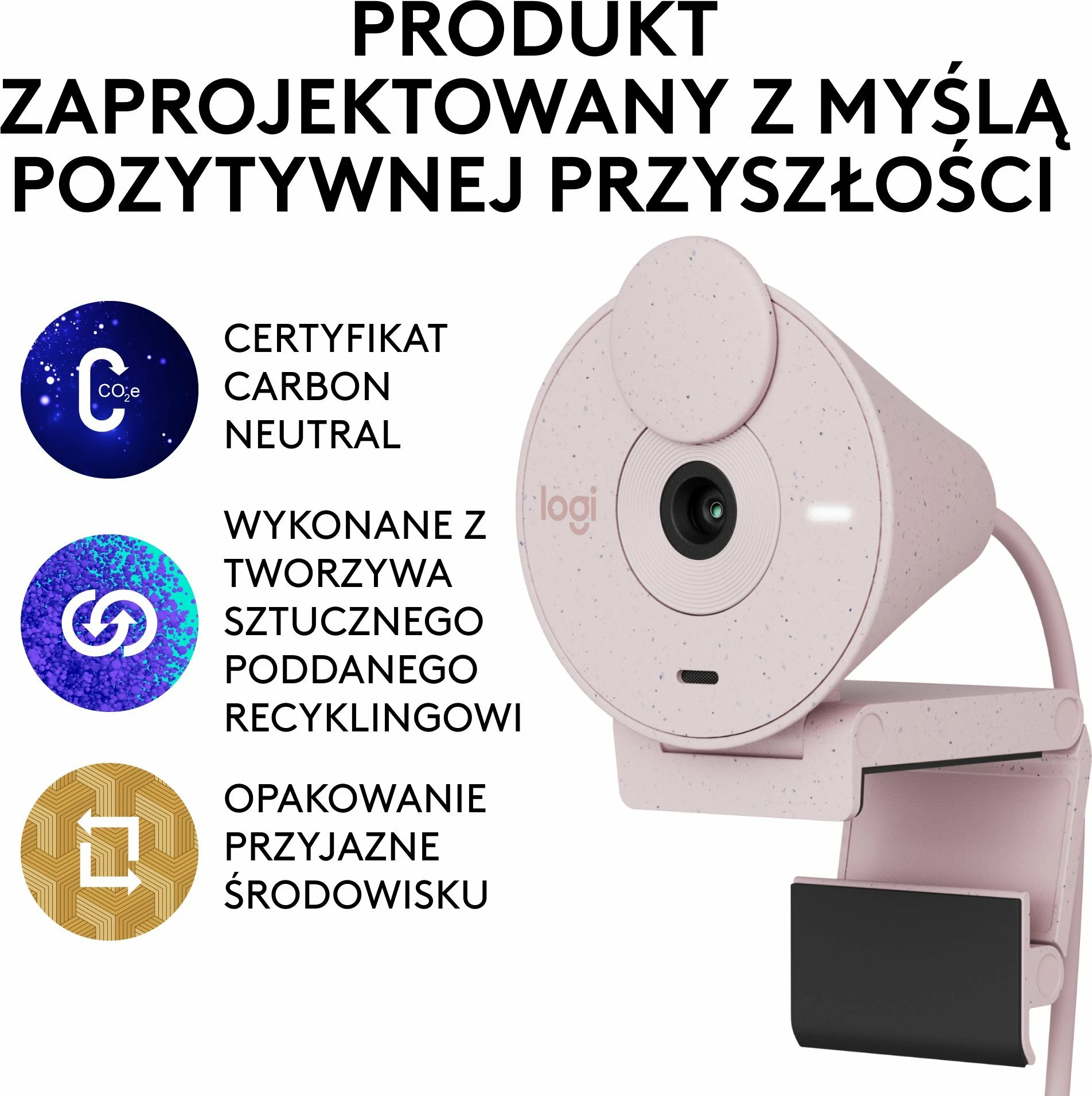 Webcam Logitech Brio 300 960-001448 Full HD 1080p USB-C, rozë