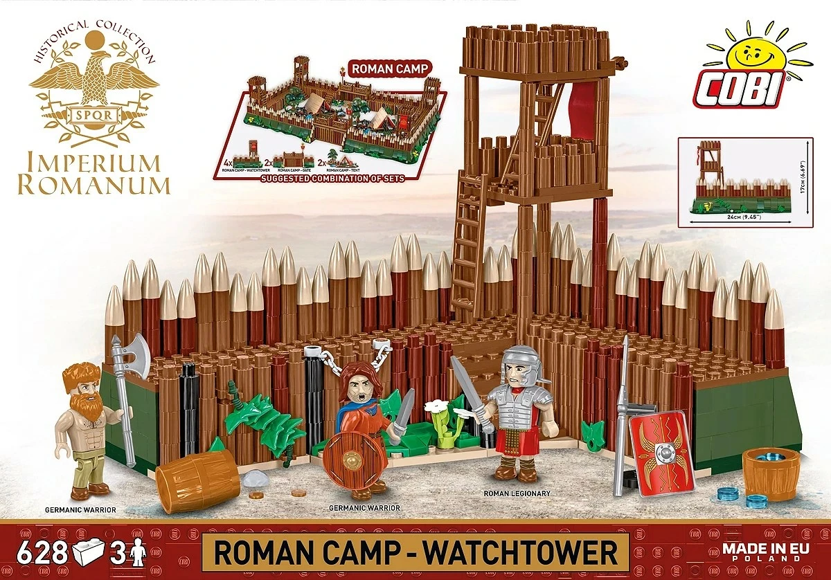 Set blloqe ndërtimi, Cobi, COBI-20076 Roman Camp Watchtower, 628 pjesë, 3 figurina, 8+