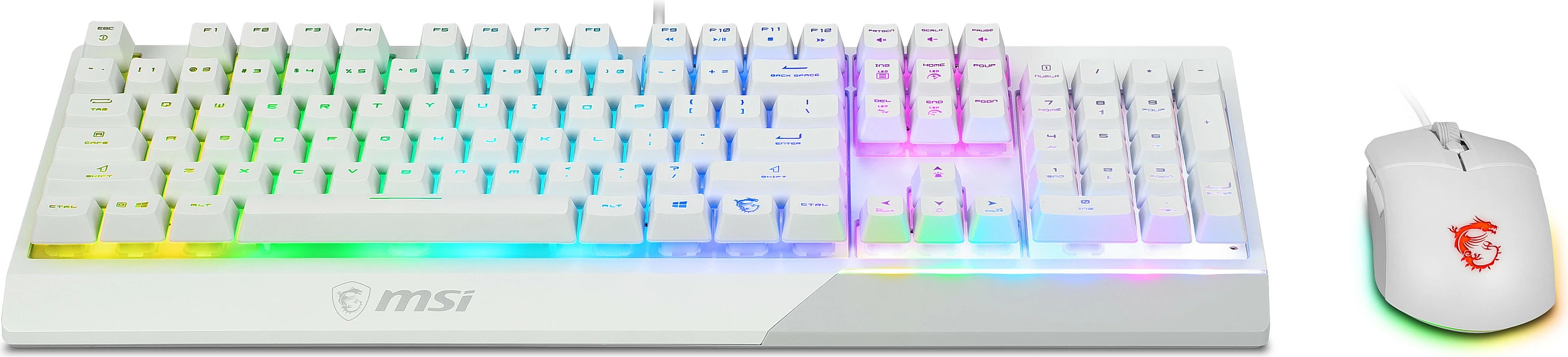 Tastierë dhe maus MSI VIGOR GK30 dhe CLUTCH GM11, mekanik, RGB LED, e bardhë