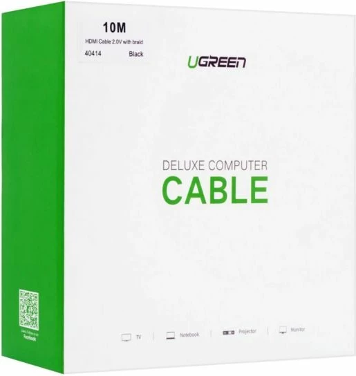 Kabllo HDMI UGREEN 40414 v1.4, 10m, mashkull-në-mashkull, e zezë, në kuti