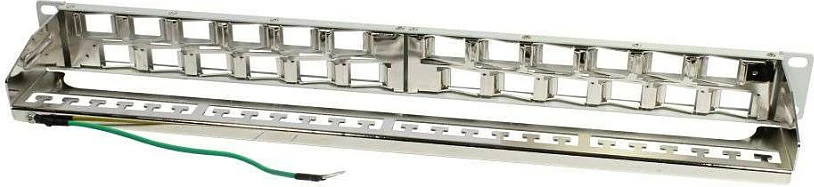 Patch panel Synergy21 Keystone 19", 24 porta, 1U, 45°, gri e çelët