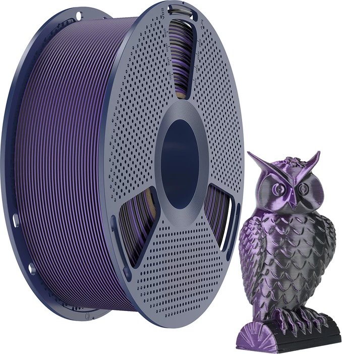 Filament për printim 3D Sunlu PLA+ Silk Dual Color, PLA+ Silk DC B Pur, zi/vjollcë
