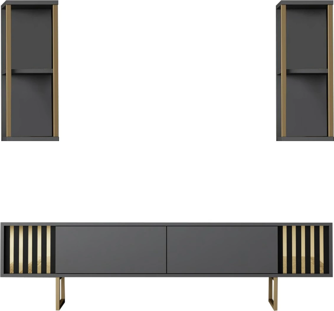 Komodë TV Hanah Home, Gold Line, antracit, e zezë